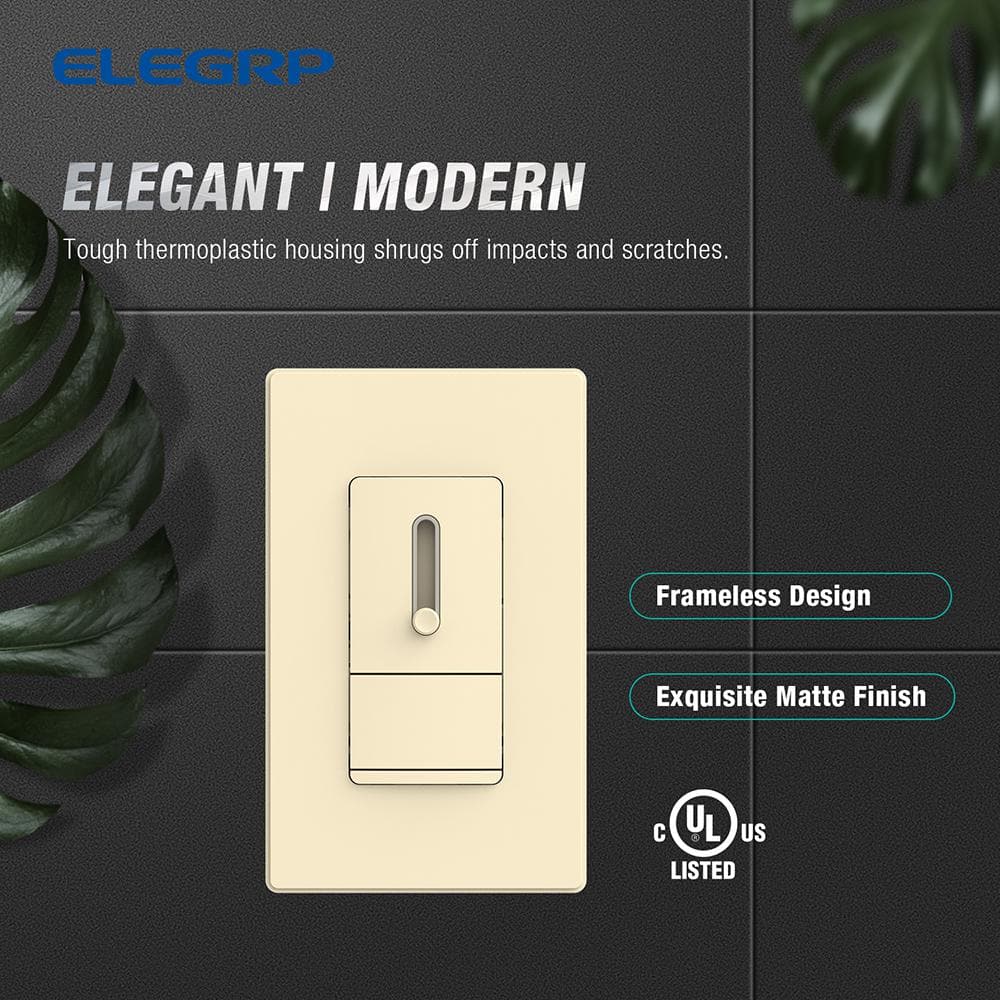 Light Almond Matte Double Pole Slide Dimmer with Wall Plate