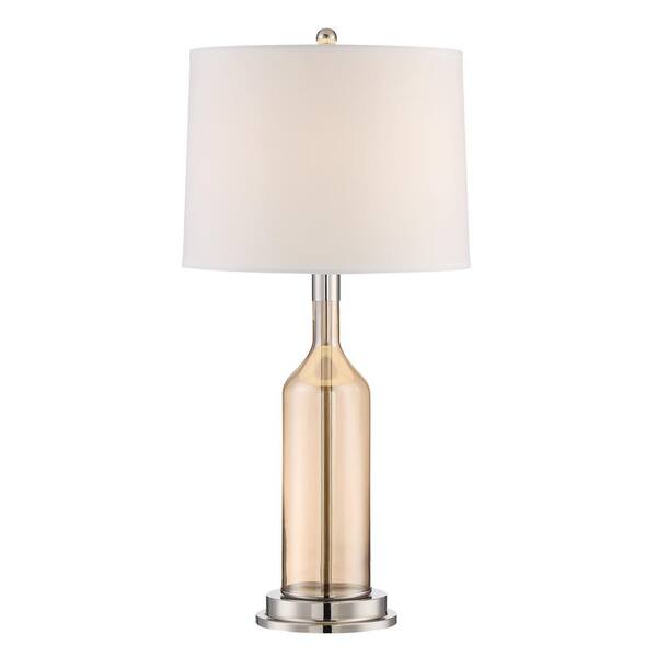 Illumine 30.5 in Glass Table Lamp with White Fabric Shade