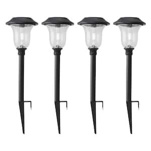 20 Lumens Black LED Weather Resistant Outdoor Solar Path Light (4-Pack)