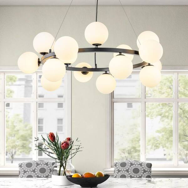 40.5 Inch Length Linear Suspension Apollo Globe Chandelier Opal