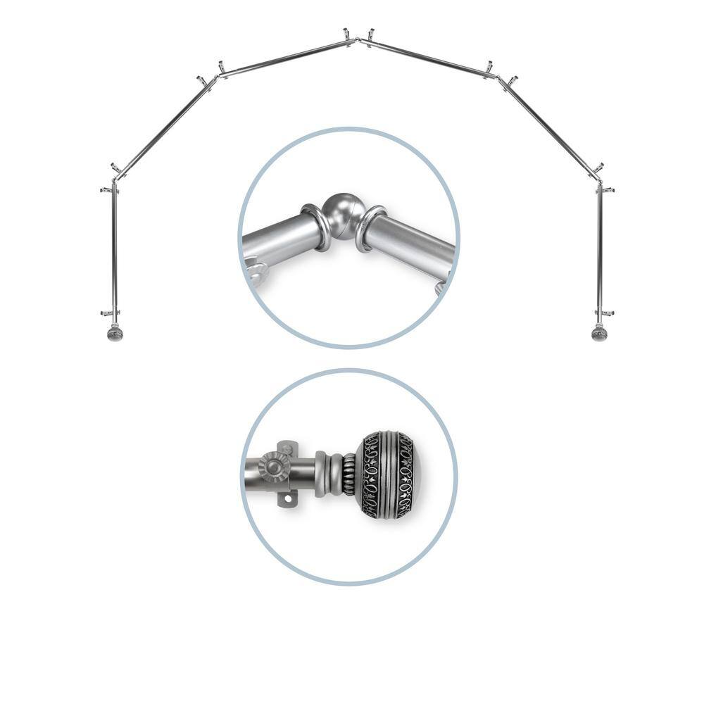 28-48 inch (each side) 13/16 inch diameter 6-Sided Bay Window Curtain Rod in Satin Nickel with Ornament Finials price history on PriceWatchPro