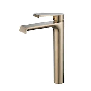 Single Handle Single Hole Bathroom Faucet with Supply Lines and Spot Resistant in Gold