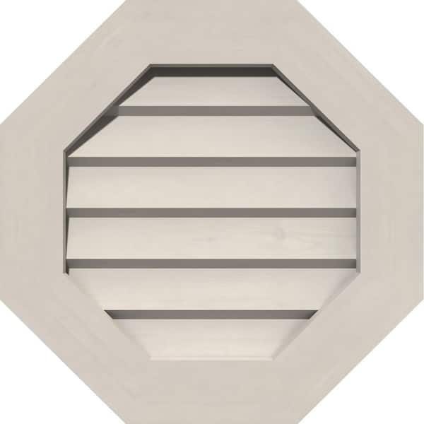 Ekena Millwork 19" x 19" Octagon Primed Smooth Pine Wood Paintable Gable Louver Vent Non-Functional