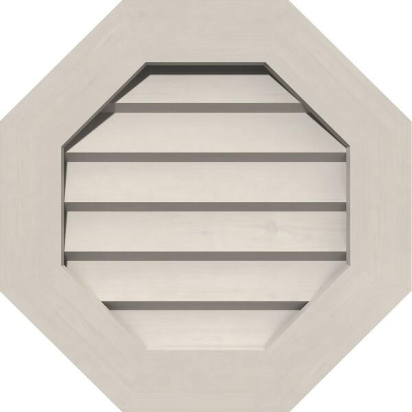 Ekena Millwork 37 in. x 37 in. Octagon Primed Smooth Pine Wood Paintable Gable Louver Vent