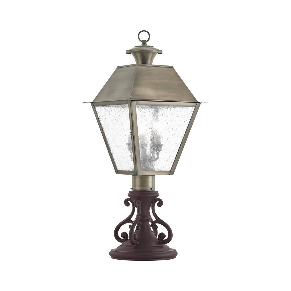 Livex Lighting Mansfield 3 Light Vintage Pewter Outdoor Post Top ...