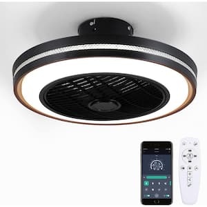 20 in. LED integrated Indoor Black Ceiling Fan with Remote Control and App, with Adjustable 3-speed Wind Speed