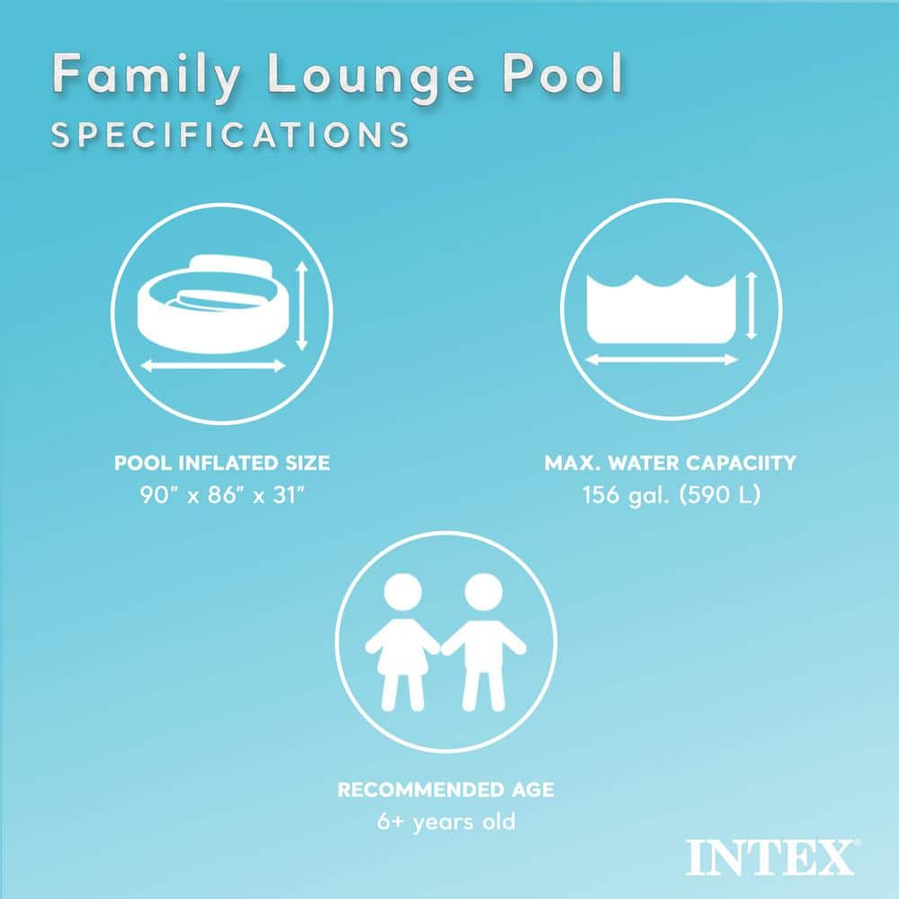 Intex Blue Inflatable Round Family Pool with Bench and Cover
