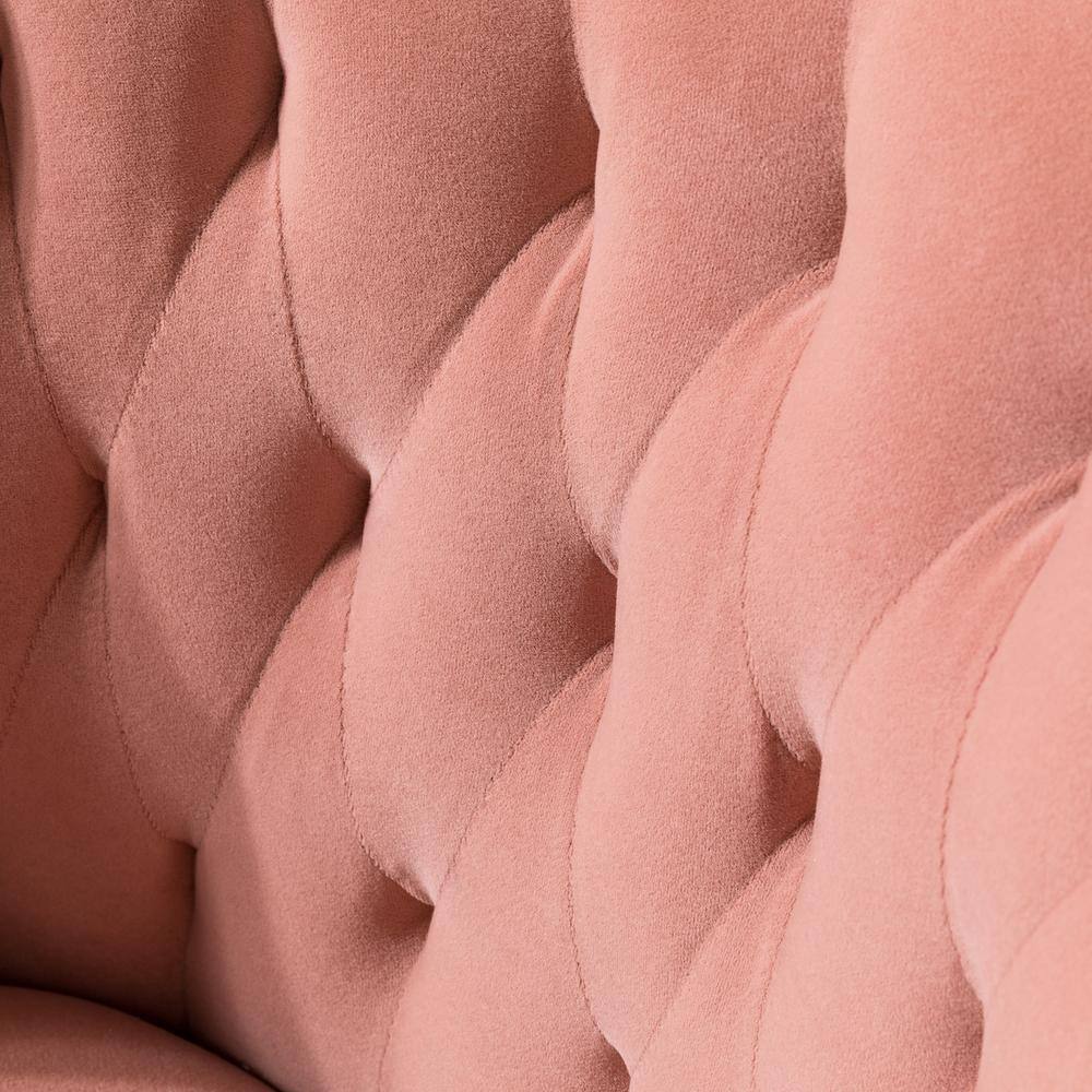 Ergonomic Pink Velvet Swivel Office Chair with Gold Metal Legs