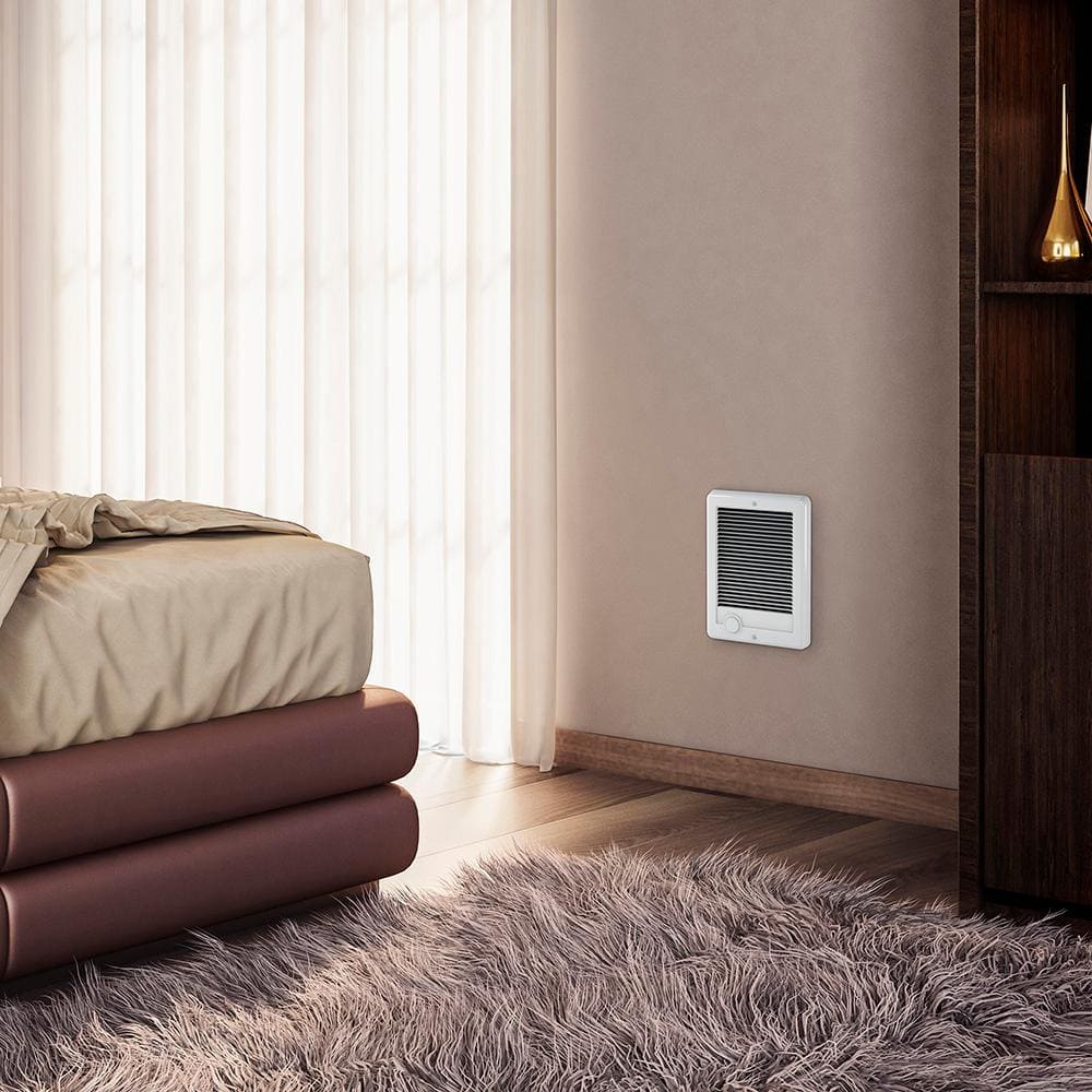 White Electric Forced Air Wall Heater with Automatic Shut-off