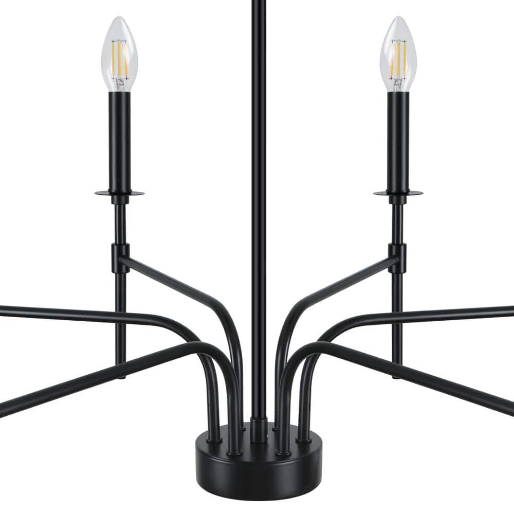 Black Metal 6-Light Candle Style Chandelier