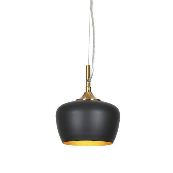 1-Light Black Bell Mini Pendant Light Kitchen Island Hanging Lamp