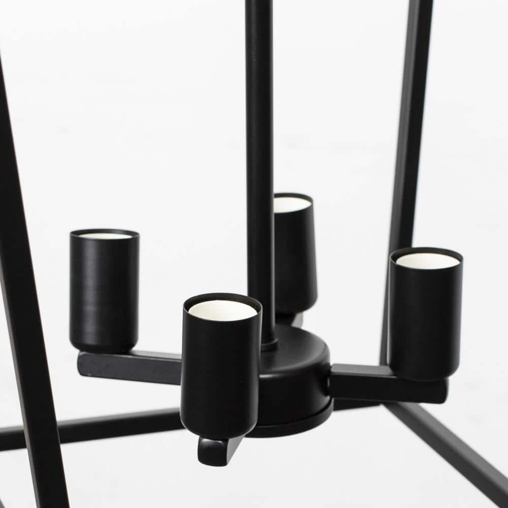 Black Metal Geometric Lantern Pendant Light with Chain