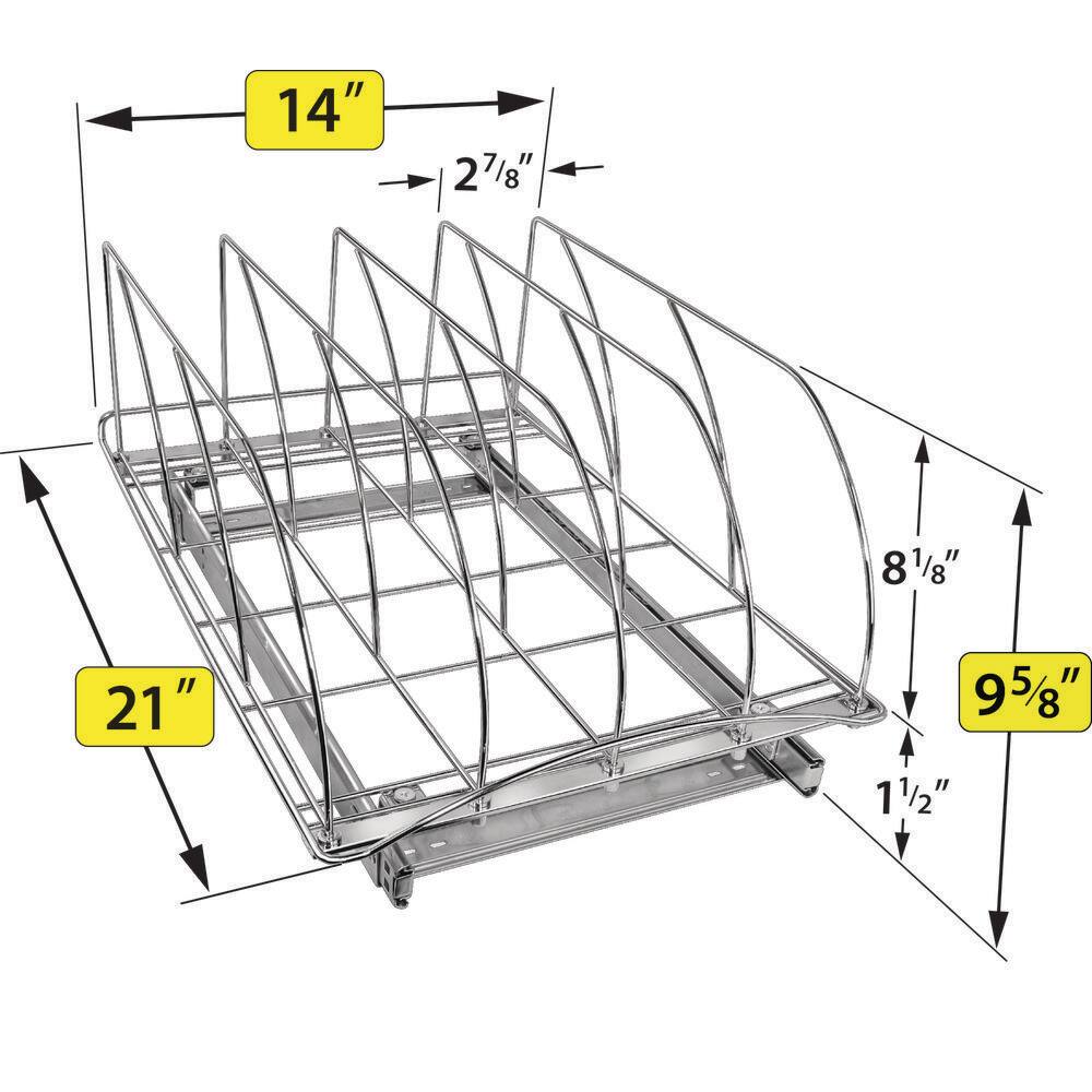 Pull Out Cutting Board, Cookie Sheet, Baking Pan Organizer, Lifetime Ltd. Warranty, 14W x 21D, Chrome
