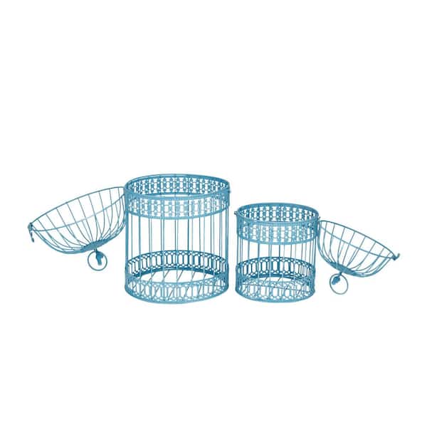 Litton Lane Blue Metal Birdcage with Latch Lock Closure and Hanging Hook (2-  Pack) 042321 - The Home Depot