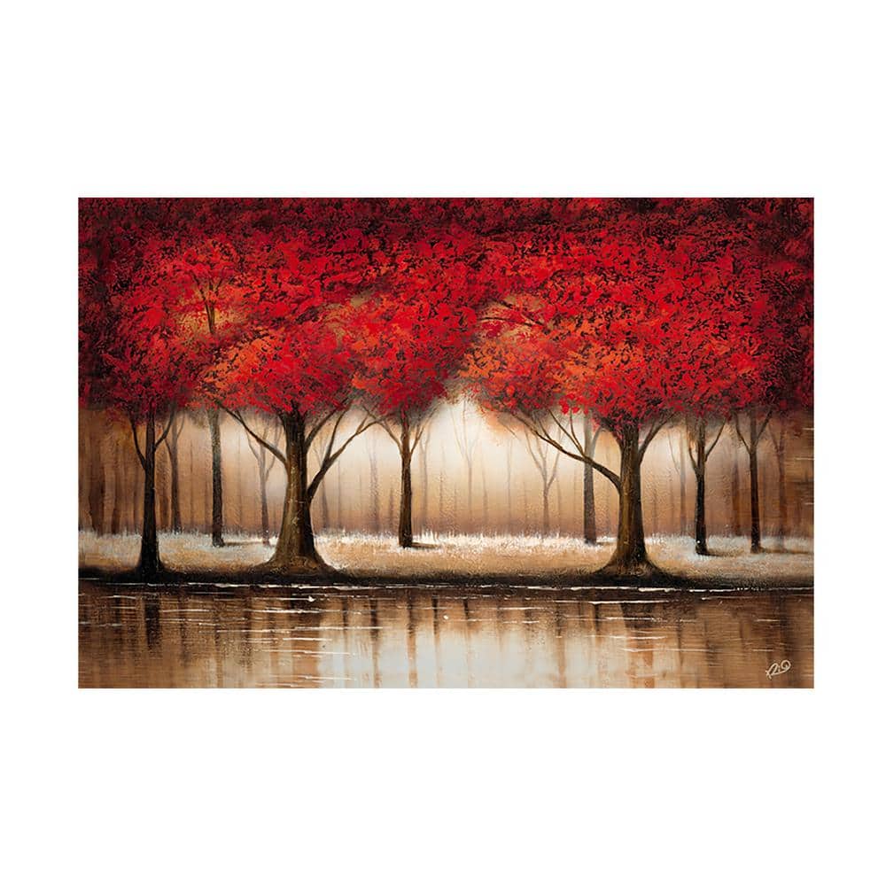 Parade of Red Trees Landscape Canvas Art, 16 x 24 Inch