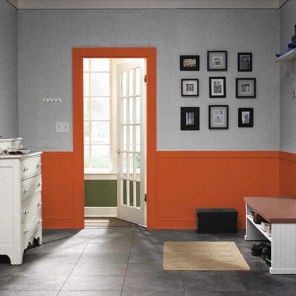 BEHR PREMIUM 1 gal. #S-G-230 Startling Orange Satin Enamel Interior/Exterior  Cabinet, Door & Trim Paint 752301 - The Home Depot