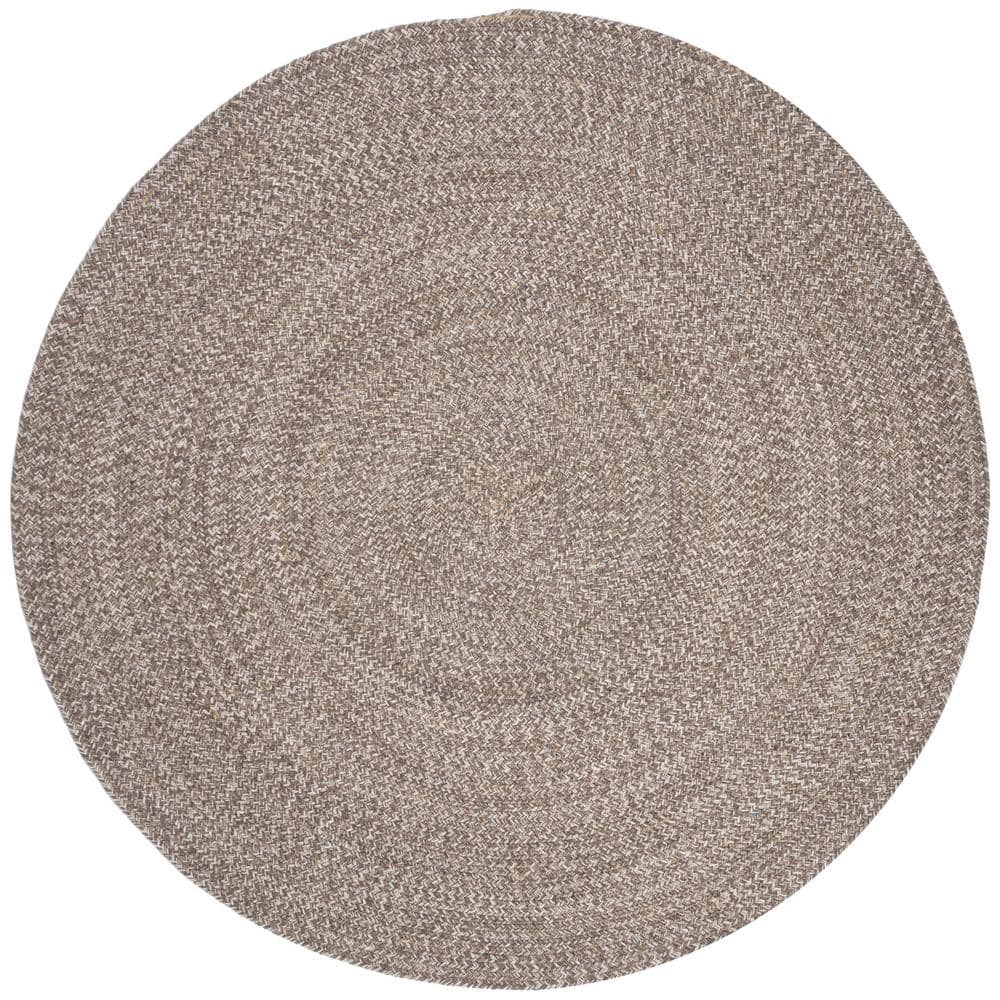 SAFAVIEH Braided Ivory/Beige 4 ft. x 4 ft. Round Solid Area Rug BRD256B ...