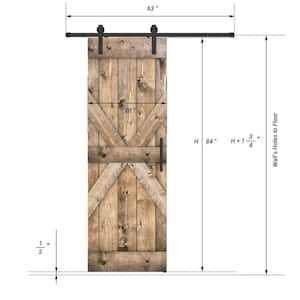 Mid X Series 28 in. x 84 in. Fully Set Up Dark Walnut Finished Pine Wood Sliding Barn Door With Hardware Kit