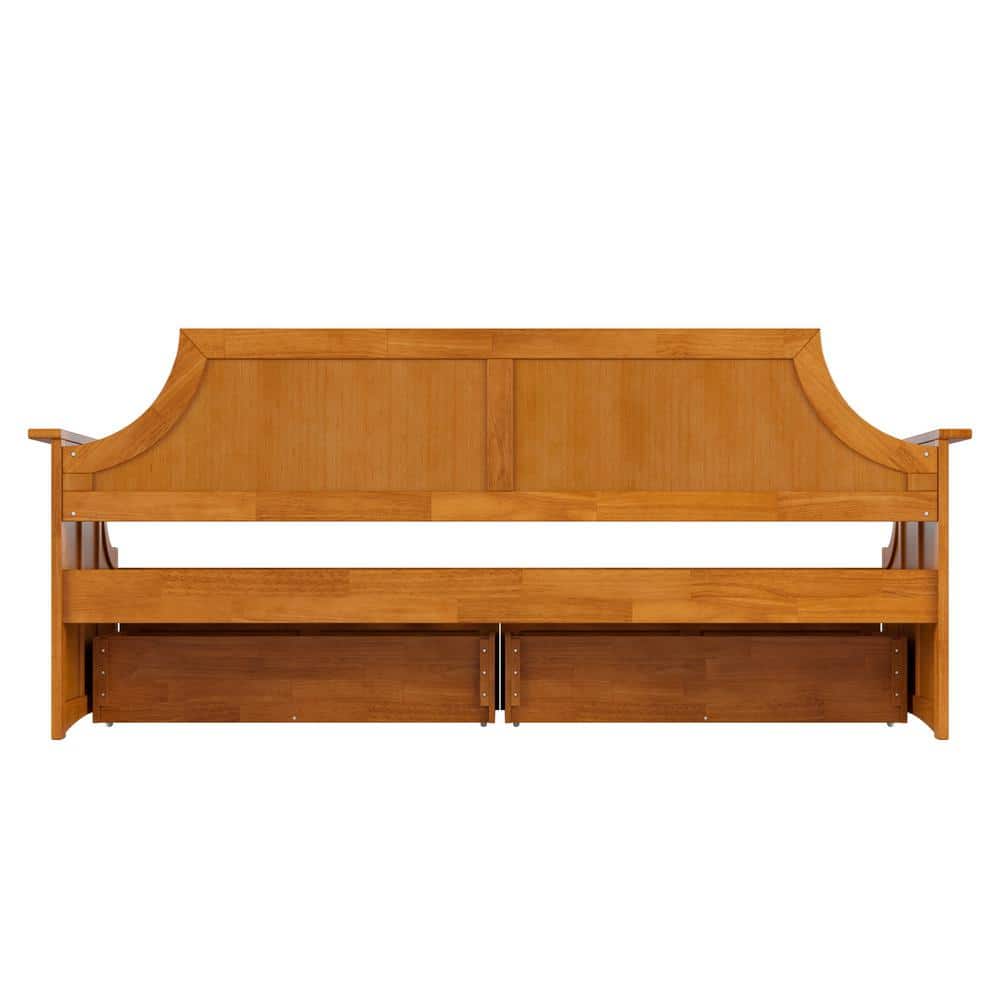 Walnut Twin Daybed with Storage Drawers and Slats