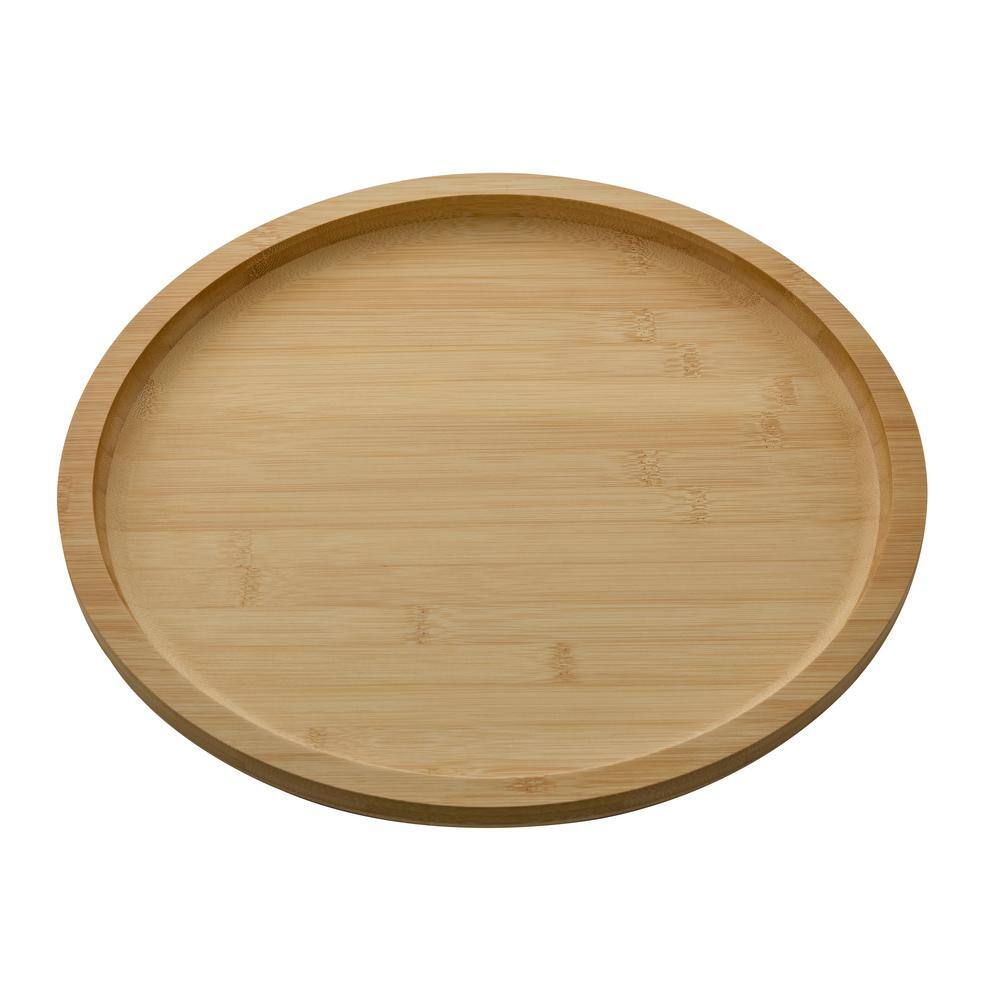 14" Round Bamboo Charcuterie Board with Clear Locking Lid