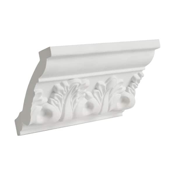 American Pro Decor 3-1/8 in. x 3-5/8 in. x 6 in. Long Acanthus Polyurethane Crown Moulding Sample