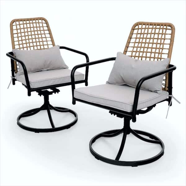 Anmutig Swivel Metal Outdoor Patio Dining Chairs with Cushion (2-Pack)