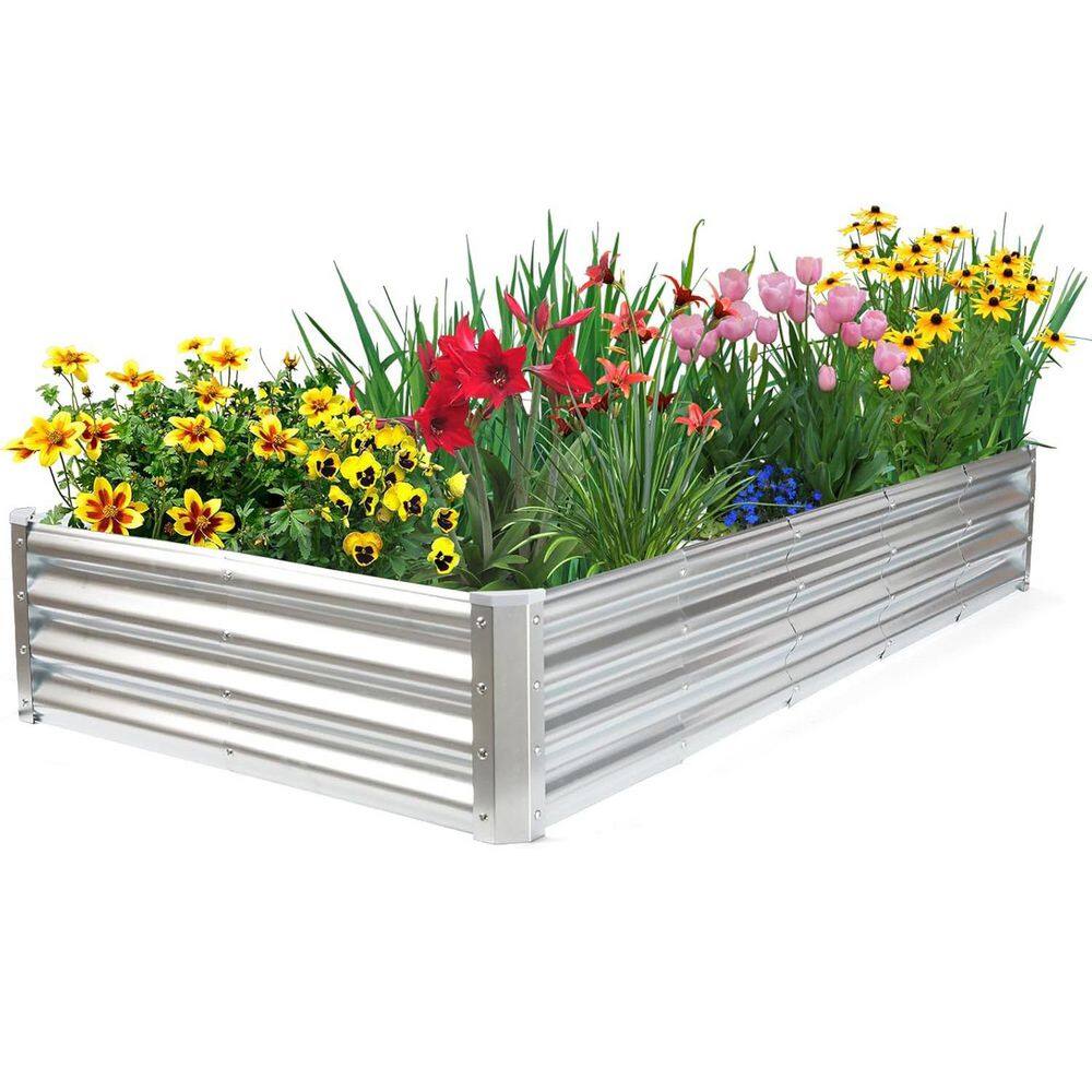 8 x 4 x 1ft. Galvanized Steel Raised Garden Bed Planter Box-Outdoor Rectangle Silver Metal Planter for Vegetables/Flower price history on PriceWatchPro