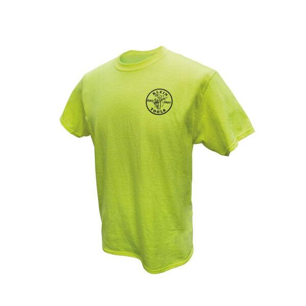 Klein Tools Men's Size Medium High Visibility Green Cotton/Poly Short Sleeved T-Shirt