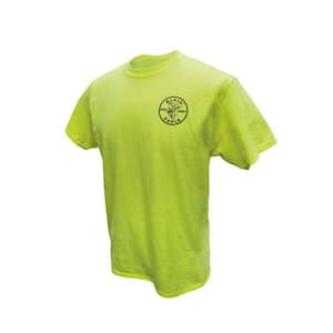 Men's Size Extra Large High Visibility Green Cotton/Poly Short Sleeved T-Shirt