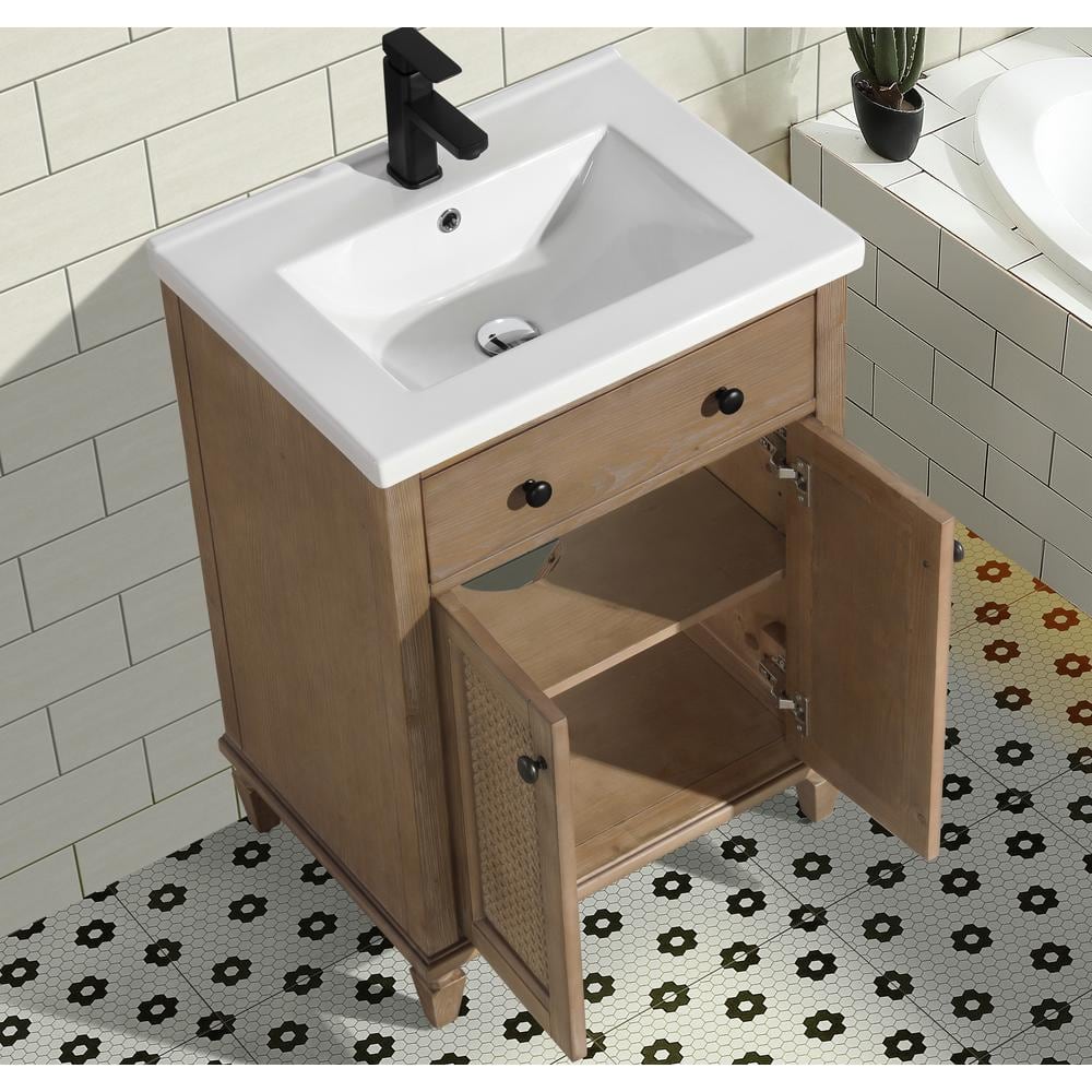 Annie 24" Weathered Fir Bathroom Vanity with Ceramic Sink
