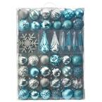Holiday 3 in. to 6 in. Blue Shatterproof Christmas Tree Ornament Box Set with Reusable Tray (52-Count)