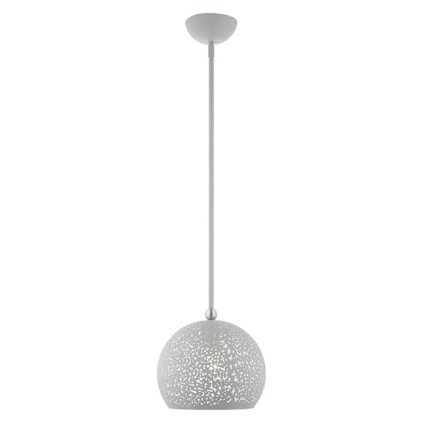 Livex Lighting Charlton 1 Light Nordic Gray with Brushed Nickel Accents Pendant