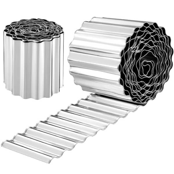 ATENGNES 10 in. x 240 in. Sturdy Corrugated Silver Metal Garden Landscape Border Edging Perfect for Patio DIY
