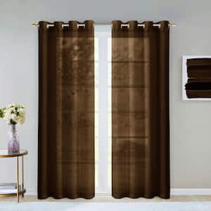 Chocolate Extra Wide Grommet Sheer Curtain - 55 in. W x 84 in. L