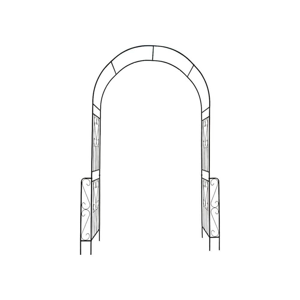 55 in. x 94.5 in. Metal Garden Arch with Gate Climbing Garden Arbor Plants Support Rose Arch Outdoor price history on PriceWatchPro