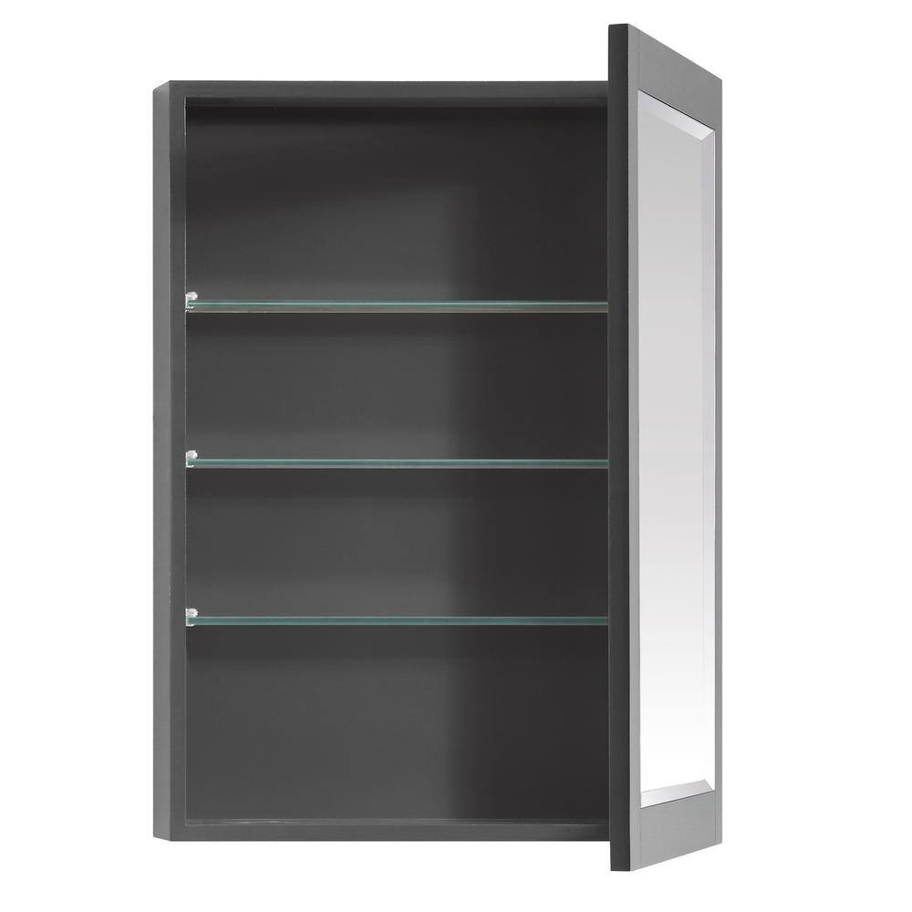 Twilight Gray and Silver Trim 22" Rectangular Mirror Cabinet