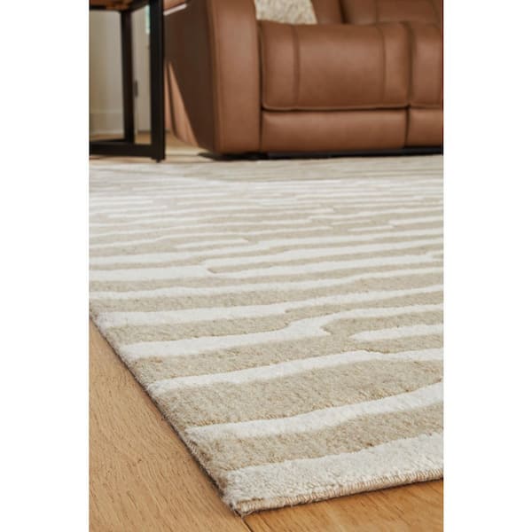 Corrbell 8 ft. x  10 ft. Beige/White Abstract Area Rug