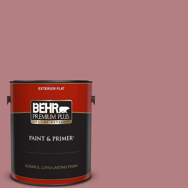 BEHR PREMIUM PLUS 1 gal. #T14-15 Minuet Rose Flat Exterior Paint & Primer