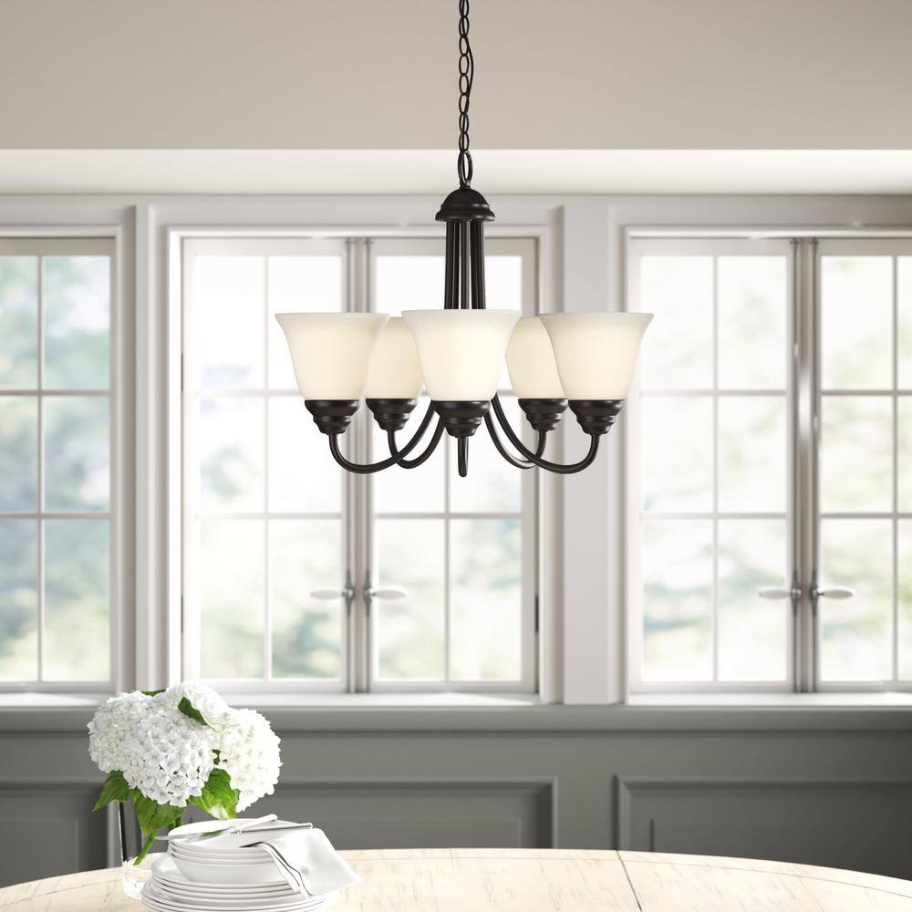 Kendall Mini Chandelier in Timeless Oil Rubbed Bronze with Alabaster Glass Shades