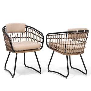 Pellebant Outdoor Patio Wicker Dining Chairs PE Rattan Seating Set with ...