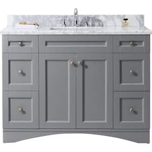 Elise 49 in. W Bath Vanity in Gray with Marble Vanity Top in White with Square Basin