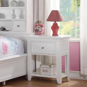 Lacey White 1 Drawer 16 in. W Nightstand