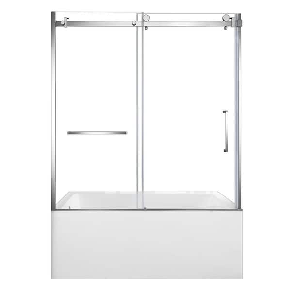 60 in. x 32 in. Acrylic Rectangular Alcove Soaking Bathtub with Left Drain in White/Polished Chrome