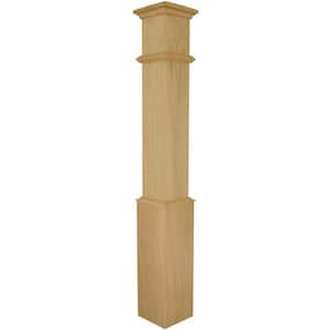 Stair Parts 4095 56 in. x 7-1/2 in. Unfinished White Oak Plain Box Newel Post for Stair Remodel