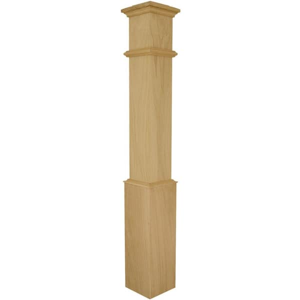 EVERMARK Stair Parts 4095 56 in. x 7-1/2 in. Unfinished White Oak Plain Box Newel Post for Stair Remodel