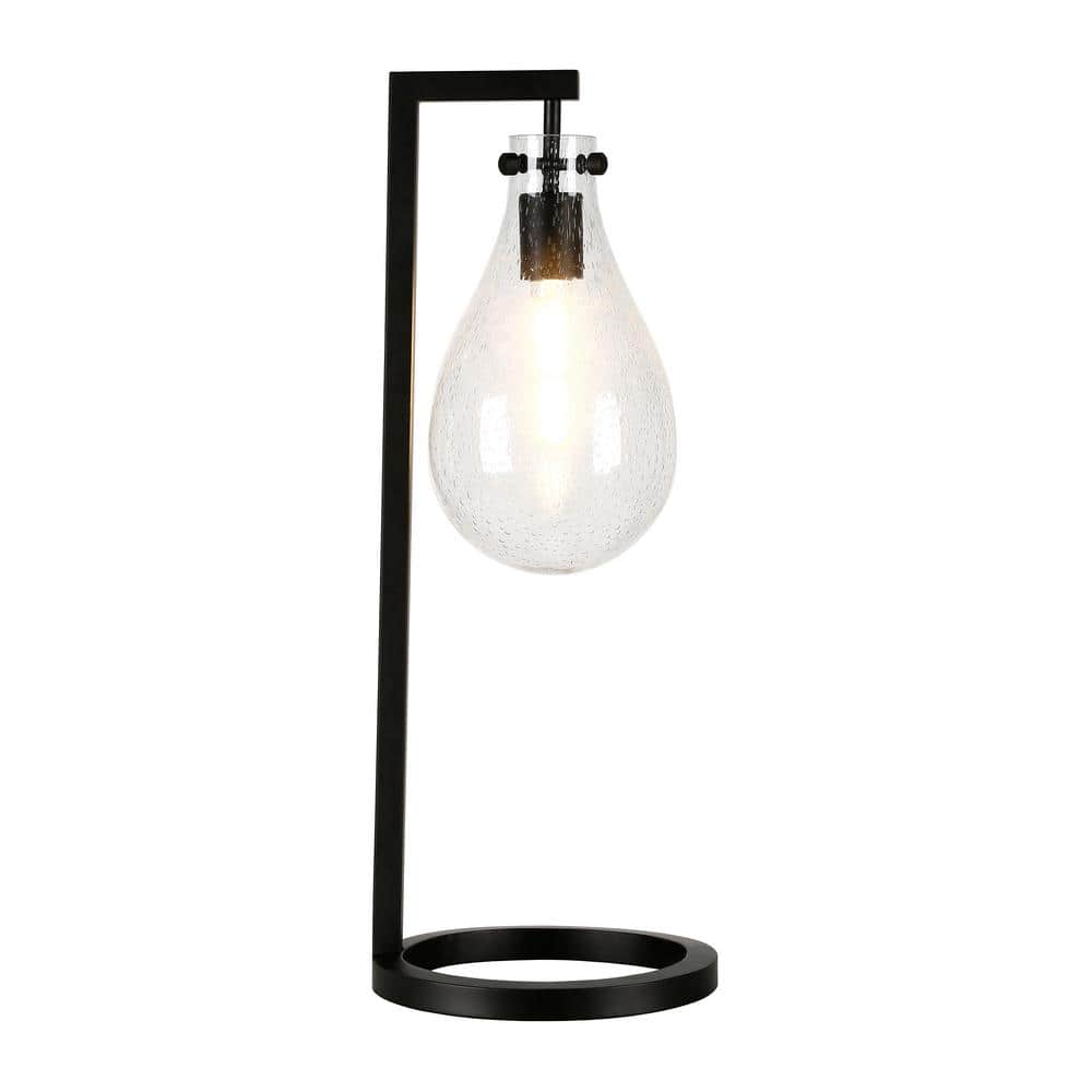 Weston 25" Blackened Bronze Seeded Glass Teardrop Table Lamp