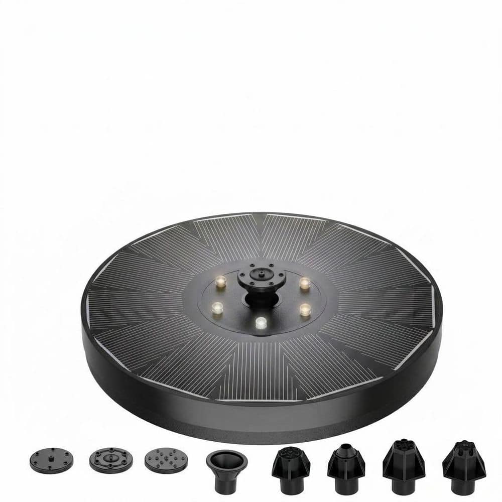 Solar Fountain Pump Outdoor Bird Bath Water Feature Glass Panel with Colorful LED Lights 7 Nozzles 4 Fixers price history on PriceWatchPro