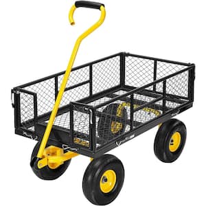 1100 lbs. Capacity Mesh Steel Garden Cart in Black with Removable Sides and Wheels