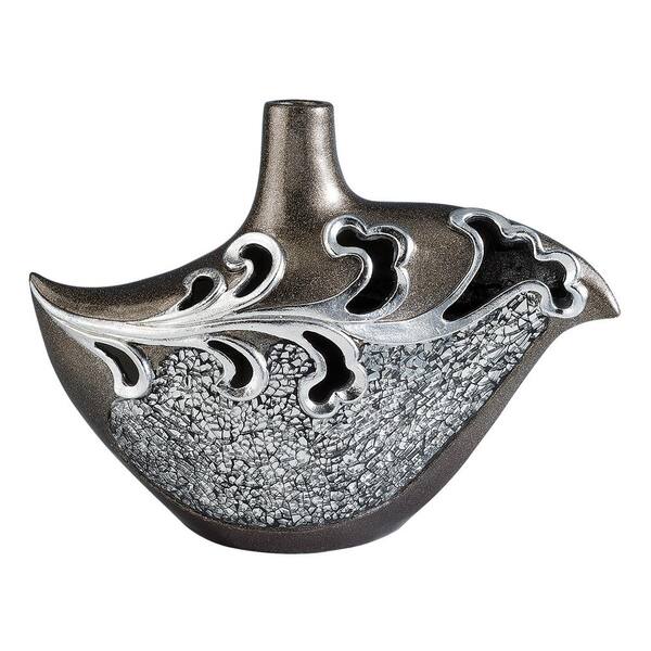 OK LIGHTING Pacifica Metal Gray Polyresin Decorative Vase OK4247V1