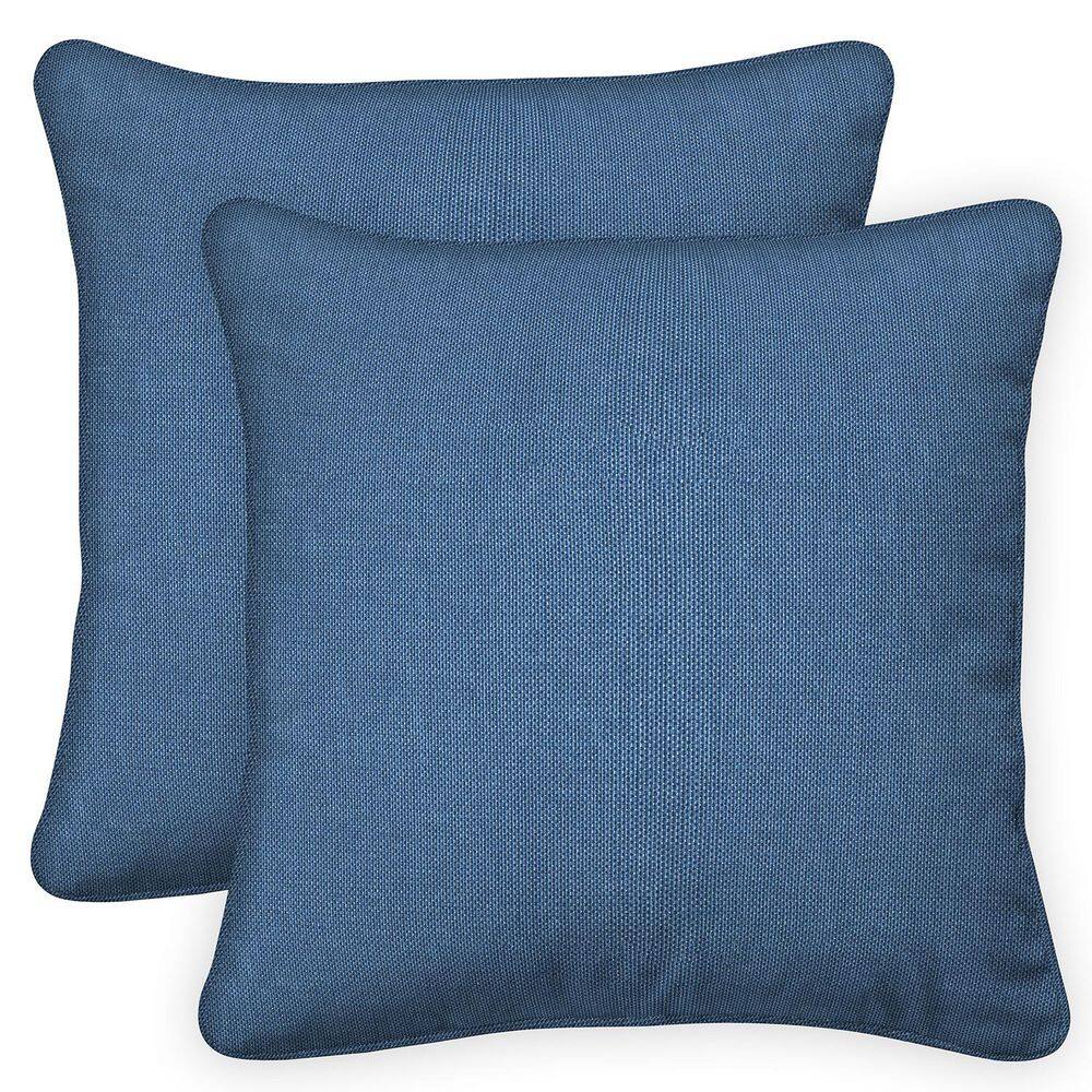 Outdoor Square Toss Pillow Textured Solid Pacific Blue (Set of 2)